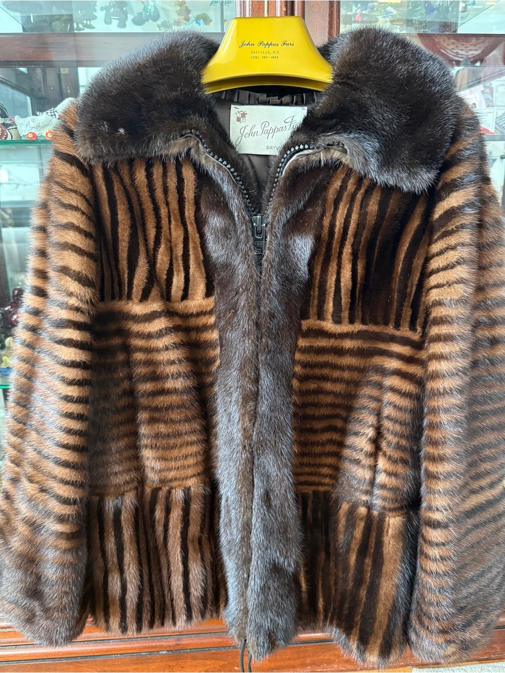 Vintage Mink Brown Striped Fur Jacket